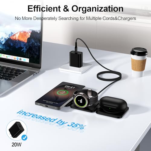 Wireless Charger for Samsung, 3 in 1 Charging Station Travel Charger - color: Black
