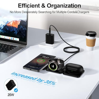 Wireless Charger for Samsung, 3 in 1 Charging Station Travel Charger - color: Black