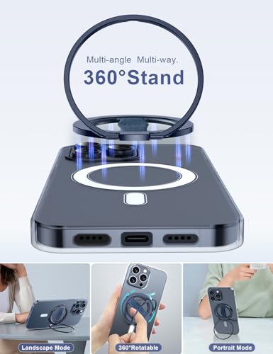 EWA MagOne 3rd Gen [Compatible with MagSafe] Phone Grip Stand with Finger Strap, Removable Magnetic Ring Holder Kickstand Loop for iPhone 17,16,15,14,13,12 Series-(Blue) - color: Blue