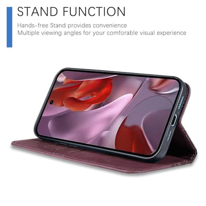Wallet Case for Google Pixel 10a 2026 6.3 Inch - PU Leather Flip Cover with Card Holder Slots, Strong Magnetic Folio Kickstand Phone Case, Wine Red - color: Wine Red, size: Google Pixel 10a 6.3"