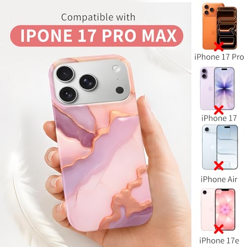 Case Compatible with iPhone 17 Pro Max, 2025 Anti-Yellow Ultra Transparent Soft TPU Phone Case, Shockproof Anti-Slip Slim Lightweight Full Coverage Protective (Marble Pattern 3) - color: Marble pattern 3