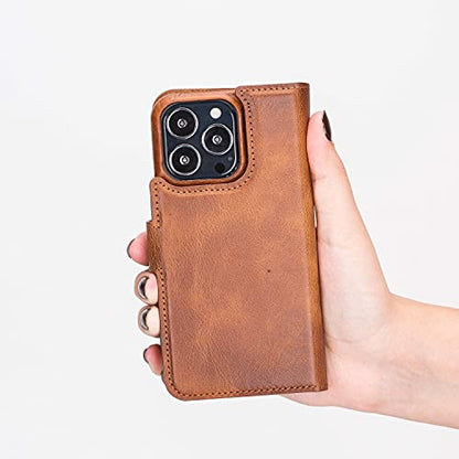 Venito Florence Leather Wallet Phone Case Compatible with iPhone 13 Pro Max (6.7 inch) - Extra Secure with RFID Blocking - Detachable Phone Wallet (Antique Brown) - color: Antique Brown, size: iPhone 13 Pro Max