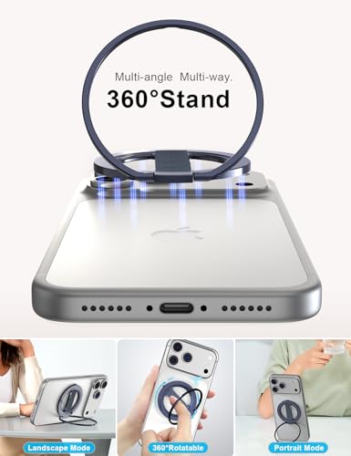 EWA MagOne Gen 3.5 [Compatible with MagSafe] Phone Grip Stand with Finger Strap, Removable Magnetic Ring Holder Kickstand Loop for iPhone 17,16,15,14,13,12 Series (Blue) - color: Blue
