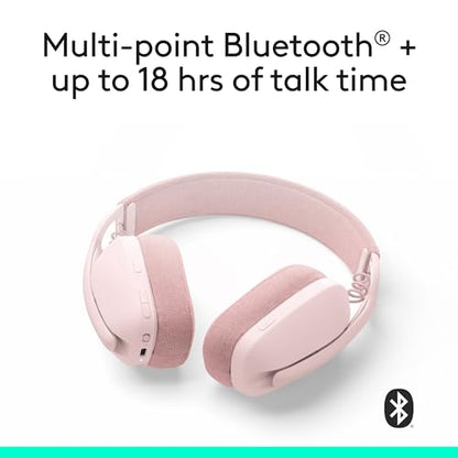 Logitech Zone Vibe 100 Lightweight Wireless Over Ear Headphones - Rose - color: Rose