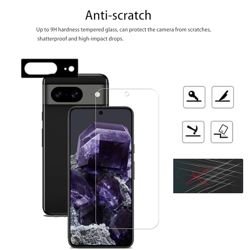 Easy Alignment Frame Designed For Google Pixel 8 Tempered Glass Screen Protector 2-Pack Camera Lens Protector Film 2-Pack