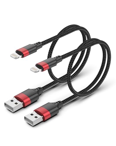 Bkduice 1.5ft Lightning Cable, [MFi Certified] Braided 2 Pack Short iPhone Charger Cord for Car, 18 inch USB to Lightning Cable for iPhone 14 13 12 11 Pro Max XR XS 8 SE iPod - size: 1.5 feet