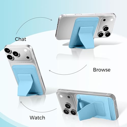 for MagSafe Wallet with Stand Grip, 5 Card Holder for iPhone - color: Light blue