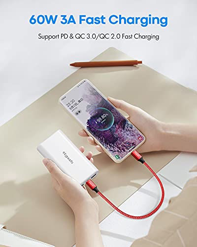 etguuds USB C to USB C Cable 0.5ft, 2-Pack 60W C to C Cable Fast Charging - color: Red, size: 0.5ft