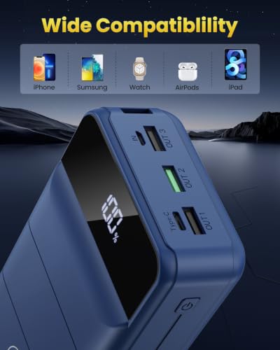 Portable Charger Power Bank 60000mAh, Battery Bank, Portable Phone Charger - color: Blue