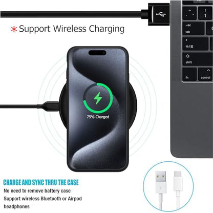 Battery Case for iPhone 15 Pro, Full Encircle 10000mAh High Capacity Rechargeable Portable Charger Case Extended Battery Pack for iPhone 15 Pro (6.1 inch) Wireless Charging Cover with Carplay-Black - size: iPhone 15 Pro (6.1 inch)
