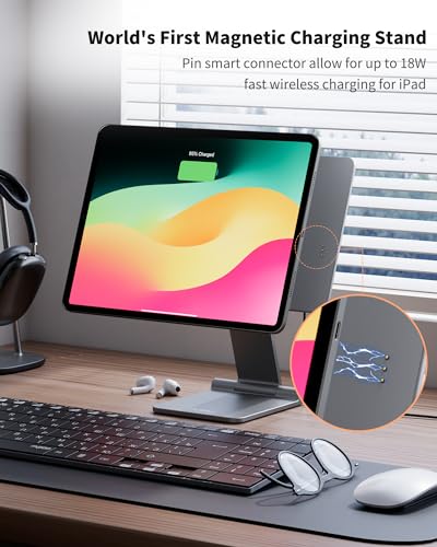 KU XIU Magnetic Wireless Charging Stand, Aluminum Alloy Holder for Desk - size: iPad Pro 12.9"/iPad Air 13" - M2/M3