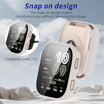 2 Pack for Amazfit Bip 6 Screen Protector Case - color: Beige+Beige