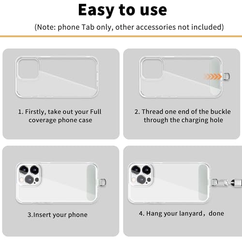 TACOMEGE Phone Tether Tab for iPhone, Cell Phone Lanyard Patch, Phone Strap Replacement Part for All Full Phone Cases - color: Light Grey