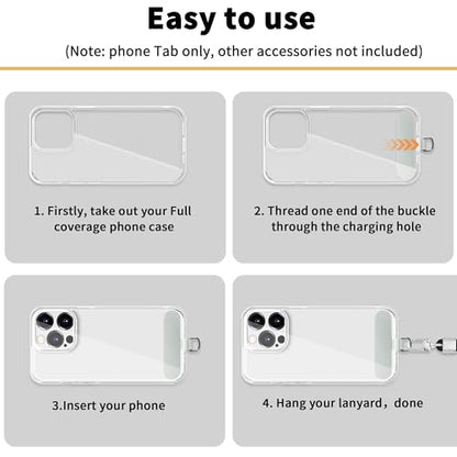 TACOMEGE Phone Tether Tab for iPhone, Cell Phone Lanyard Patch, Phone Strap Replacement Part for All Full Phone Cases - color: Light Grey