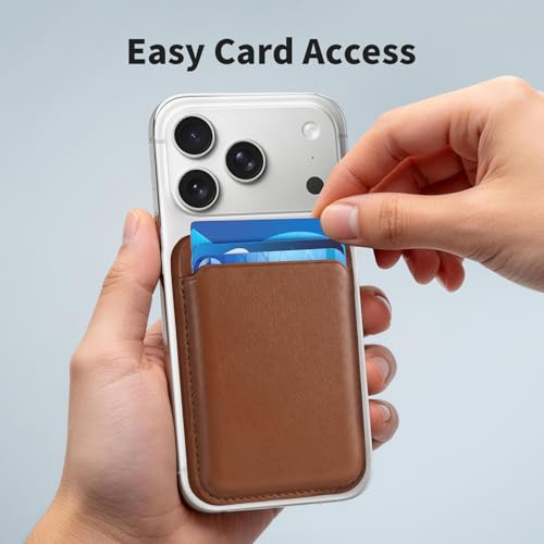Magnetic Wallet Cell Phone Card Holder for Phone Case with Mag-Safe - color: Caramel Brown, size: 1 Pack