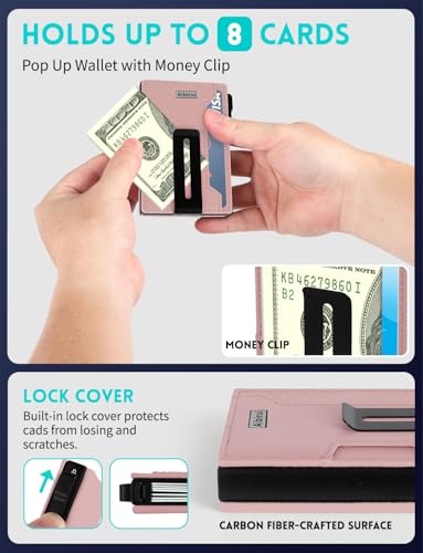 Ridge Wallets for Men,Magsafe Wallet with money clip,Pop up wallet | Magnetic Wallet for iPhone 17/16/15/14/13 Series,Phone wallet Holds 8 Cards & Bills,Ridge Wallet for Fathers day gift ideas - color: Pink-01