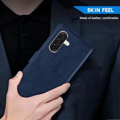 ZZXX for Samsung Galaxy A17 5G Wallet Case with [RFID Blocking] Card Slot Kickstand Magnetic Closure PU Leather Flip Fold Protective Phone Case for Samsung Galaxy A17(Blue-6.7 inch) - color: Blue