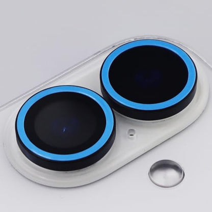 Luminous Camera Lens Protector for iPhone 17 Metal Ring Tempered Glass Glow in The Dark Lens Cover (2PCS) (Blue, for iPhone 17) - color: Blue