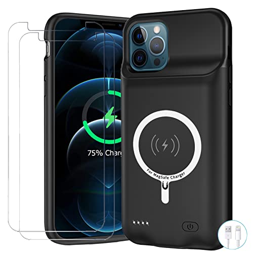 Battery Case for iPhone 12/12 Pro, Upgraded 10000mAh Battery Pack Rechargeable Charger Case with Wireless Charging Compatible for iPhone 12/12 Pro (6.1 inch) External Battery Charging Cover(Black) - size: iPhone 12/12 Pro