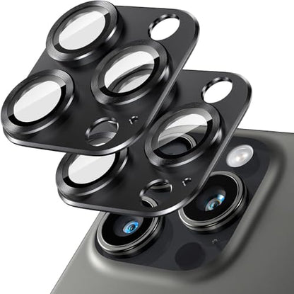[2 Pack Camera Lens Protector for iPhone 16 Pro/16 Pro Max,9H Tempered Glass,Aviation Aluminum Plate Cover,Night Circle,No Bubble,HD Clarity,Case Friendly,Easy Installation-Black - size: for iPhone 16 Pro/16 Pro Max