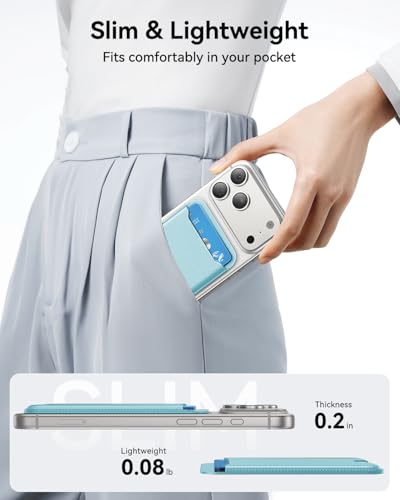 TWZKG for MagSafe Wallet, 3 Cards Holder, Slim Magnetic Phone Wallet for iPhone 17/16/15/14/13/12 Pro Max Plus Air Series,RFID Blocking Vegan Leather,SkyBlue - color: SkyBlue