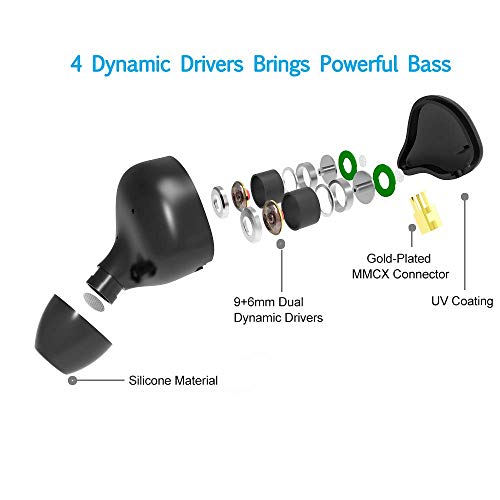 DEMAKE in Ear Monitor with Detachable 3.5mm Cable, with Mic - color: Black, size: With Mic