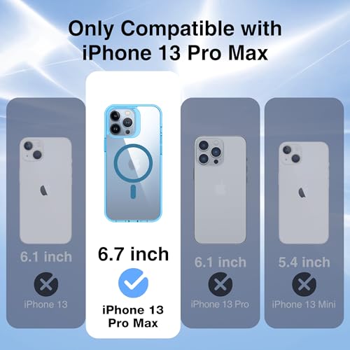 Supdeal Magnetic Clear Case for iPhone 13 Pro Max, [Compatible with MagSafe] [Non Slip Bumper & Not Yellowing] Military Grade Shockproof Transparent Silicone Phone Cover, 6.7", Blue - color: Blue, size: iPhone 13 Pro Max
