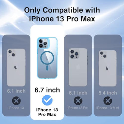 Supdeal Magnetic Clear Case for iPhone 13 Pro Max, [Compatible with MagSafe] [Non Slip Bumper & Not Yellowing] Military Grade Shockproof Transparent Silicone Phone Cover, 6.7", Blue - color: Blue, size: iPhone 13 Pro Max