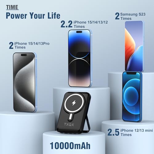 for Magsafe Battery Pack,10000mAh Magnetic Power Bank 22.5W PD Fast Charging with LED Display,Wireless Portable Charger with Built-in Cables and Stand for iPhone 17/16/15/14/13/12/Pro/Pro Max - color: Black-2