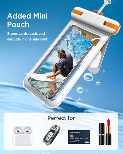 Miimall 2 Pack IPX8 Waterproof Phone Bag, Dustproof Waterproof Phone Case with Lanyard for iPhone 17 16 15 14 13 Pro Max, Ultra-Clear Phone Protector Pouch Cruise Travel Essentials 7.2 inch, White - color: White