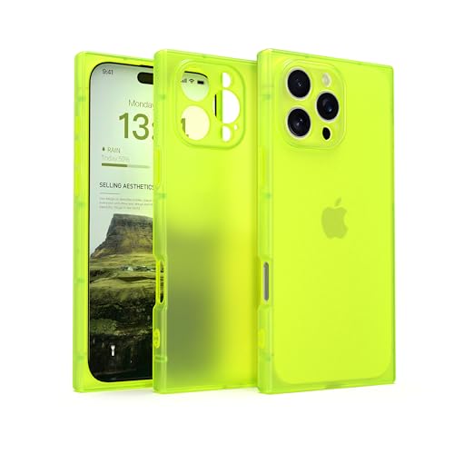 IAIYOXI Rectangle Matte Case for iPhone 14 Pro Max，6.7-inch, Full Camera Protection & Reinforced Corners with TPU Cushion,Clear Case Slim Shockproof Phone Cover for Women Girls, Yellow - color: Matte Yellow