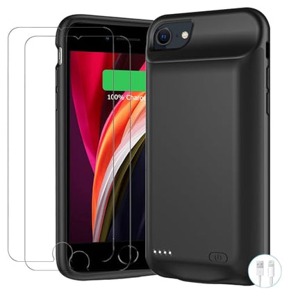 Battery Case for iPhone 8/7/6s/6/SE 3/SE 2, Upgraded 10000mAh Portable Battery Pack Charger Case Support Carplay Compatible with iPhone SE 3/SE 2/8/7/6s/6 (4.7 inch) External Charging Case (Black)