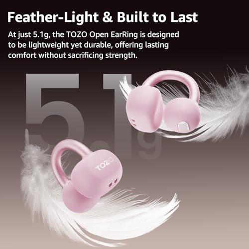 TOZO OpenEarRing Open Ear Earbuds 40H Bluetooth 5.4 Lightweight Comfort - color: Rose Gold