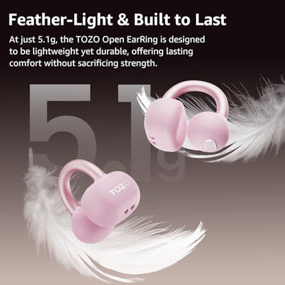 TOZO OpenEarRing Open Ear Earbuds 40H Bluetooth 5.4 Lightweight Comfort - color: Rose Gold