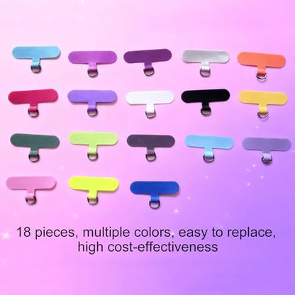 18PCS Phone Tether Tabs multi-color Universal Without Adhesive Phone Lanyard Patch Replacement Parts, nylon material Compatible with full protective case
