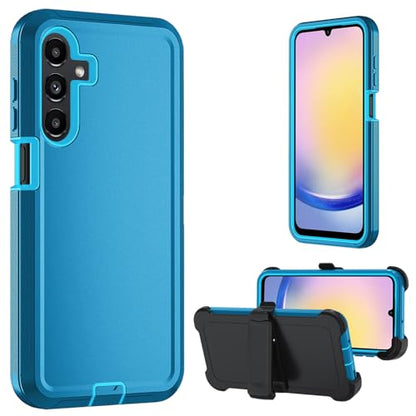 for Samsung Galaxy A16 5G case,A16 5G Heavy Duty case,with A Tempered Glass Screen Protector, [Military Grade Protective ] [Shockproof] [Dropproof] [Dust-Proof] (with Belt Clip-Lake Blue) - color: with Belt Clip-Lake Blue