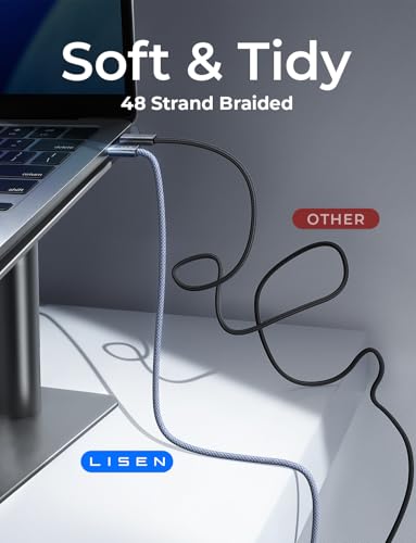 LISEN 10FT USB C Cable Fast Charging, 240W Long USB C to USB C Cable - color: Midnight, size: 10FT+10FT