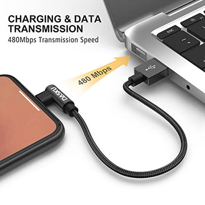Short iPhone Charger [MFi Certified] 90 Degree Lightning Cable 1FT, 2 Pack - color: Black, size: 1FT, style: USB-A