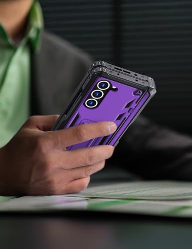 KJSK for Samsung Galaxy Z Fold 5 Case,with S Pen Holder+Belt Clip Holster+Built-in Kickstand+Hinge Protection,Heavy Duty Military Grade Drop Proof Case for Galaxy Z Fold 5(Purple) - color: Purple