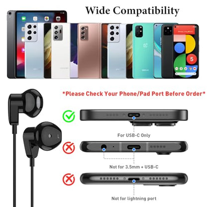 APETOO USB C Headphones for iPhone 18 Pro Max 17 16 15/iPad Air Earbuds - color: Black