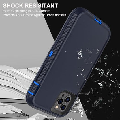 YKHJKLEC for iPhone 11 Pro Max Case, Military Grade 3 in 1 Heavy Duty Shockproof/Drop Proof/Dust Proof Case with 2Pcs Tempered Glass Screen Protector (Navy Blue) - color: Navy Blue