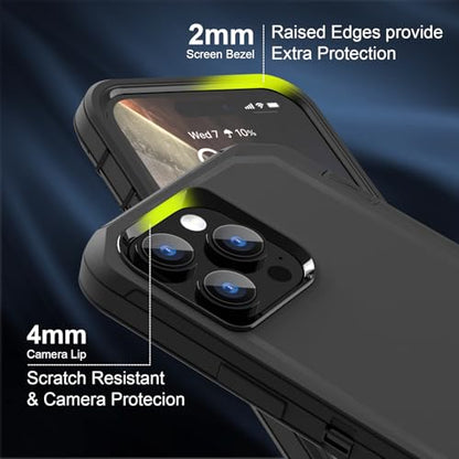 Sansunto for iPhone 13 Pro Max Case and 12 Pro Max Case, Full Body Protection Heavy Duty Shockproof Military Grade 3 in 1 Silicone Rubber with Hard PC Rugged Durable Phone Cover 6.7 Inch (Black) - color: Black