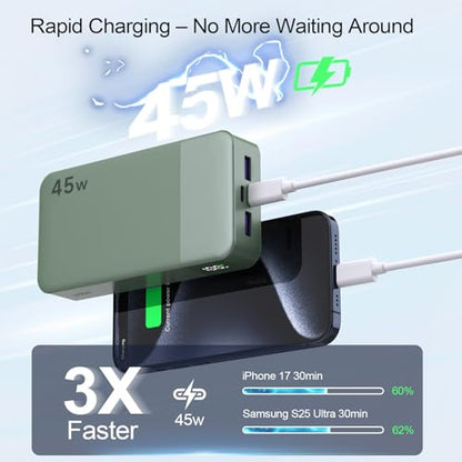 NOBIS 45W 20000mAh Portable Charger Power Bank Fast Charging - color: Green