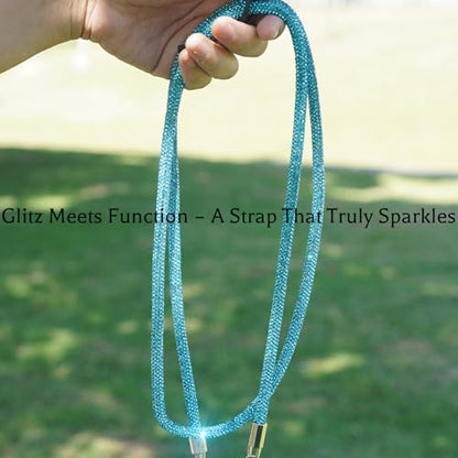 Clip and Go Strap for Phone with Wallet Crossbody, Bling Crystal Phone Strap Crossbody for Hands-Free Style - color: Light Blue