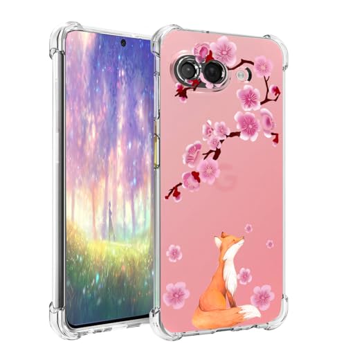 for Google Pixel 9a Case 2025: (Lucky Fox) | Clear Cute Flowers Floral Design, for Girls Women, Slim Soft TPU Bumper, Shockproof Silicone Cherry Blossoms Cell Phone Cover - color: Lucky Fox