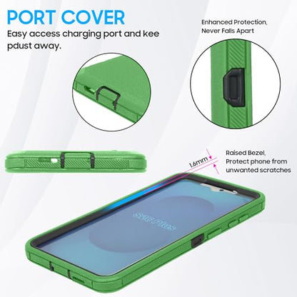 Compatible for Samsung S26 Rugged Case with Belt Clip Holster & Built-in Screen Protector, Heavy-Duty Full-Body Shockproof Cover, Military-Grade Protective Phone Case (Green) - color: Green