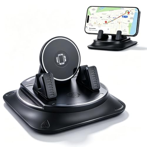 2026 Upgraded Car Phone Holder 360 Degree Rotation,Adjustable Cell Phone Car Mount for Phones Securing,Universal Anti-Slip Cars Dash Phones Holder for Most Cellphones - color: Upgraded Black