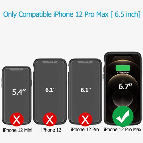 Battery Case for iPhone 12 Pro Max , Enhanced 12000mAh Portable Protective Wireless Charging Case Support Carplay Compatible with iPhone 12 Pro Max(6.7 inch) Rechargeable Battery Charger Cover(Black) - size: iPhone 12 Pro Max