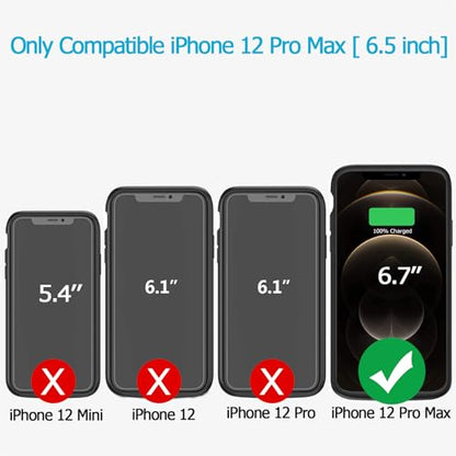 Battery Case for iPhone 12 Pro Max , Enhanced 12000mAh Portable Protective Wireless Charging Case Support Carplay Compatible with iPhone 12 Pro Max(6.7 inch) Rechargeable Battery Charger Cover(Black) - size: iPhone 12 Pro Max