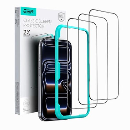 ESR 3 Pack for iPhone 17 Pro Max Screen Protector, Align Frame | Military Grade Shatterproof, 9H Tempered Glass, Scratch-Resistant, Full-Coverage Protection, Easy Installation Tool
